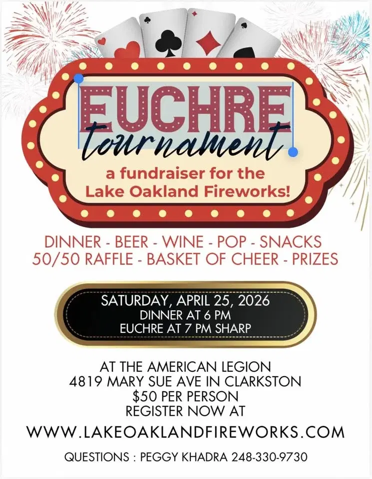 Lake Oakland Fireworks Euchre fundraiser