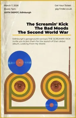 The Screaming Kick LP launch. With The Bad Moods & The Second World War
