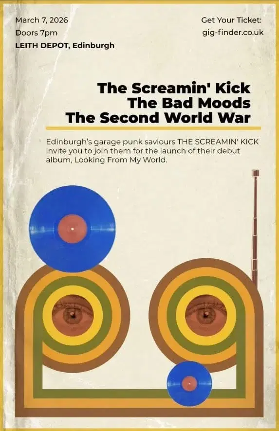 The Screaming Kick LP launch. With The Bad Moods & The Second World War