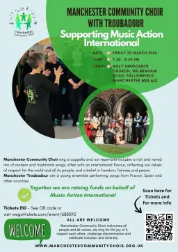 Manchester Community Choir with Troubadour supporting Music Action International