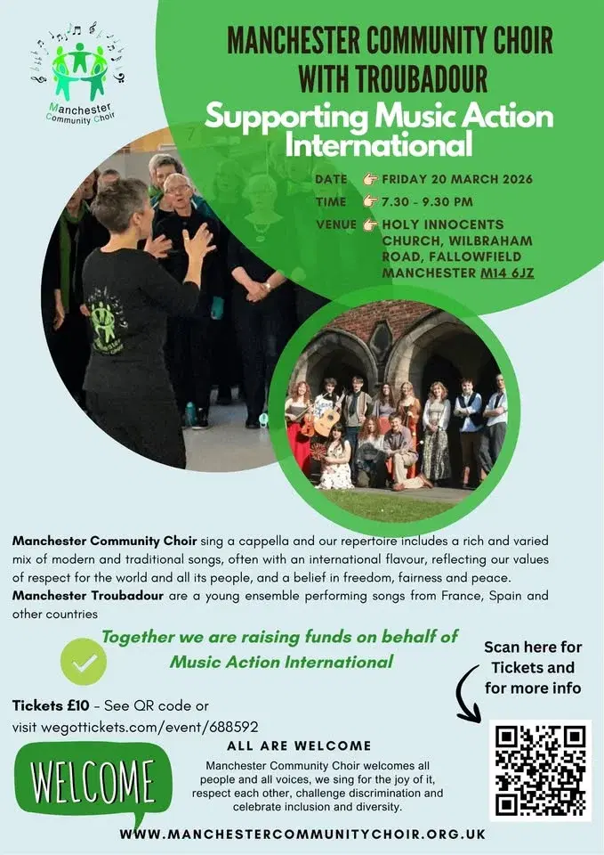 Manchester Community Choir with Troubadour supporting Music Action International