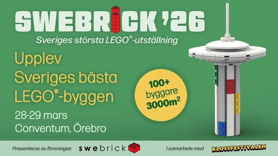 Swebricks årliga Legoutställning i ÖREBRO 28-29 mars Conventum Arena - Specialgäst KLOSSFESTIVALEN