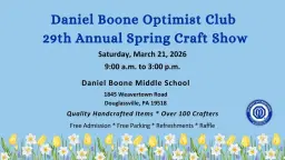 Daniel Boone Optimist Club 29th Annual Spring Craft Show