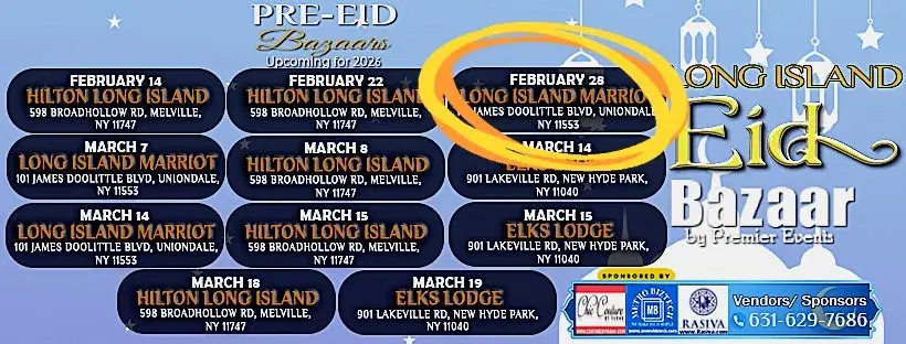 Pre-Eid Bazaar at Long Island Marriot February 28