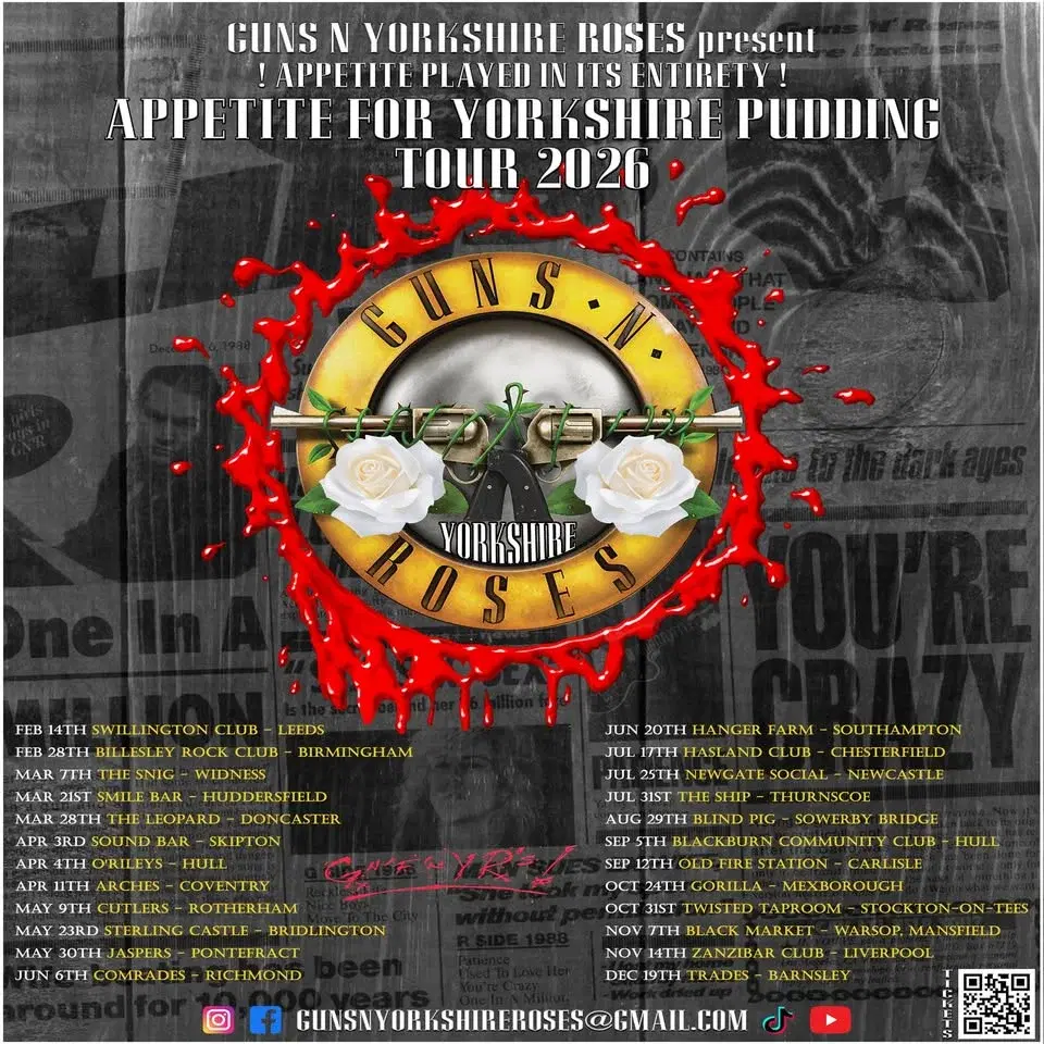 GUNS N YORKSHIRE ROSES - Appetite For Yorkshire Puddings Tour- Birmingham