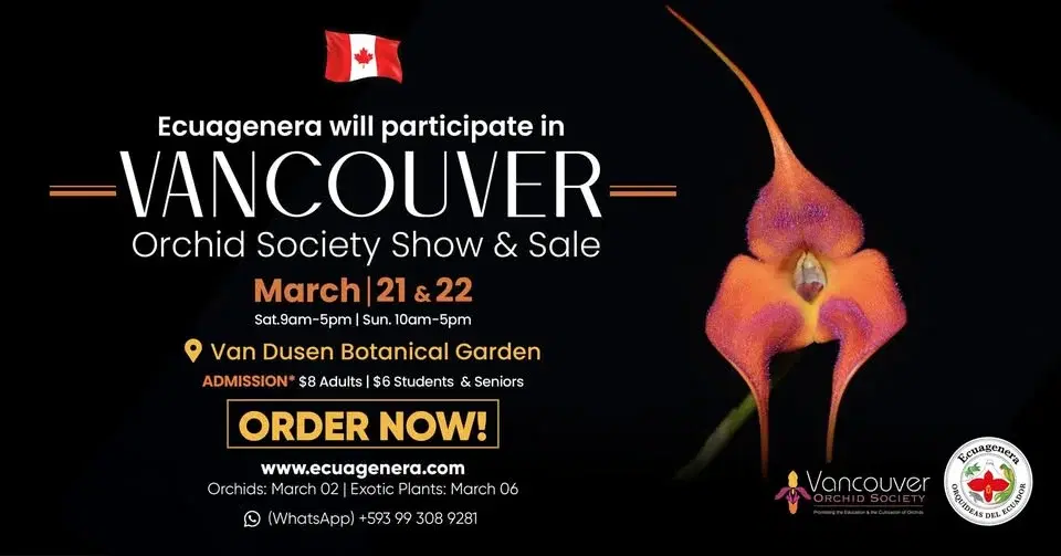 Ecuagenera will participate in Vancouver Orchid Society Show & Sale