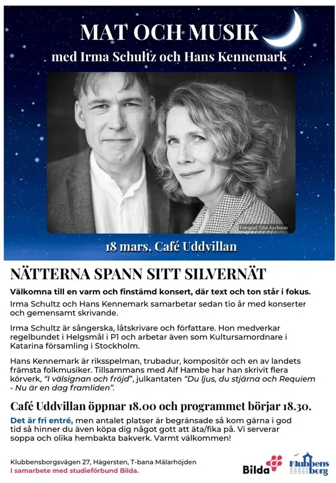 Mat och Musik med Irma Schultz och Hans Kennemark!