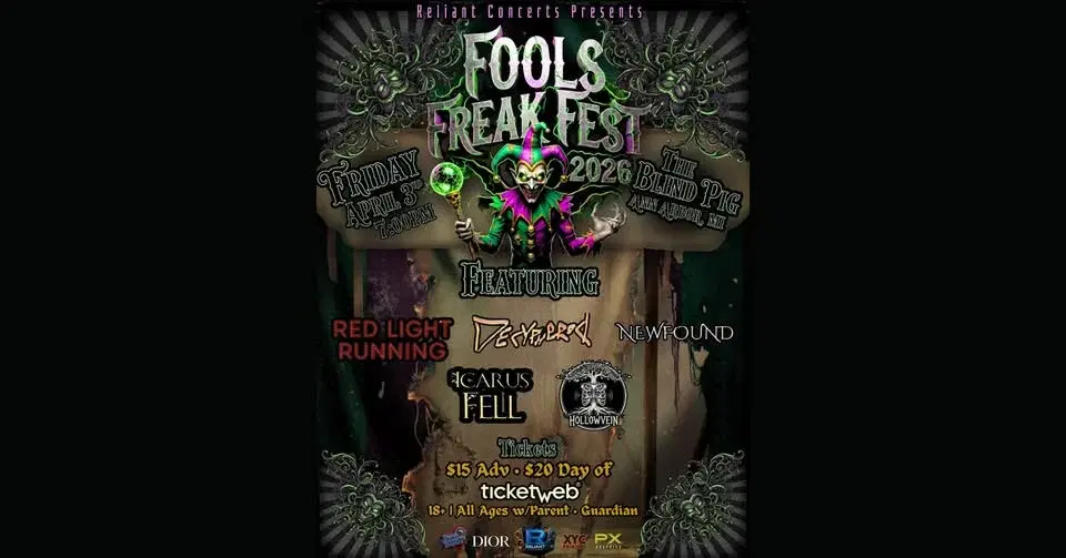 Fools Freak Fest at The Blind Pig and Featuring Icarus Fell