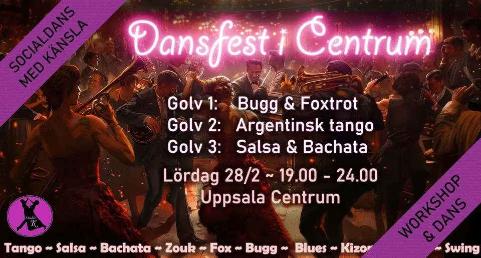 Nyhet: Dansfest på tre dansgolv: Bugg & fox / Tango / Salsa