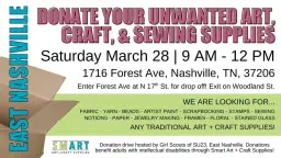EAST NASHVILLE! Donate your art, craft, and sewing supplies. 🧶