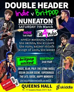 INDIE v BRITPOP Double Headliner: all4indie v Britpop United
