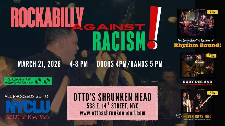 ROCKABILLY against RACISM! Rhythm Bound!, Ruby Dee & the Snakehandlers, and The Rover Boys Trio
