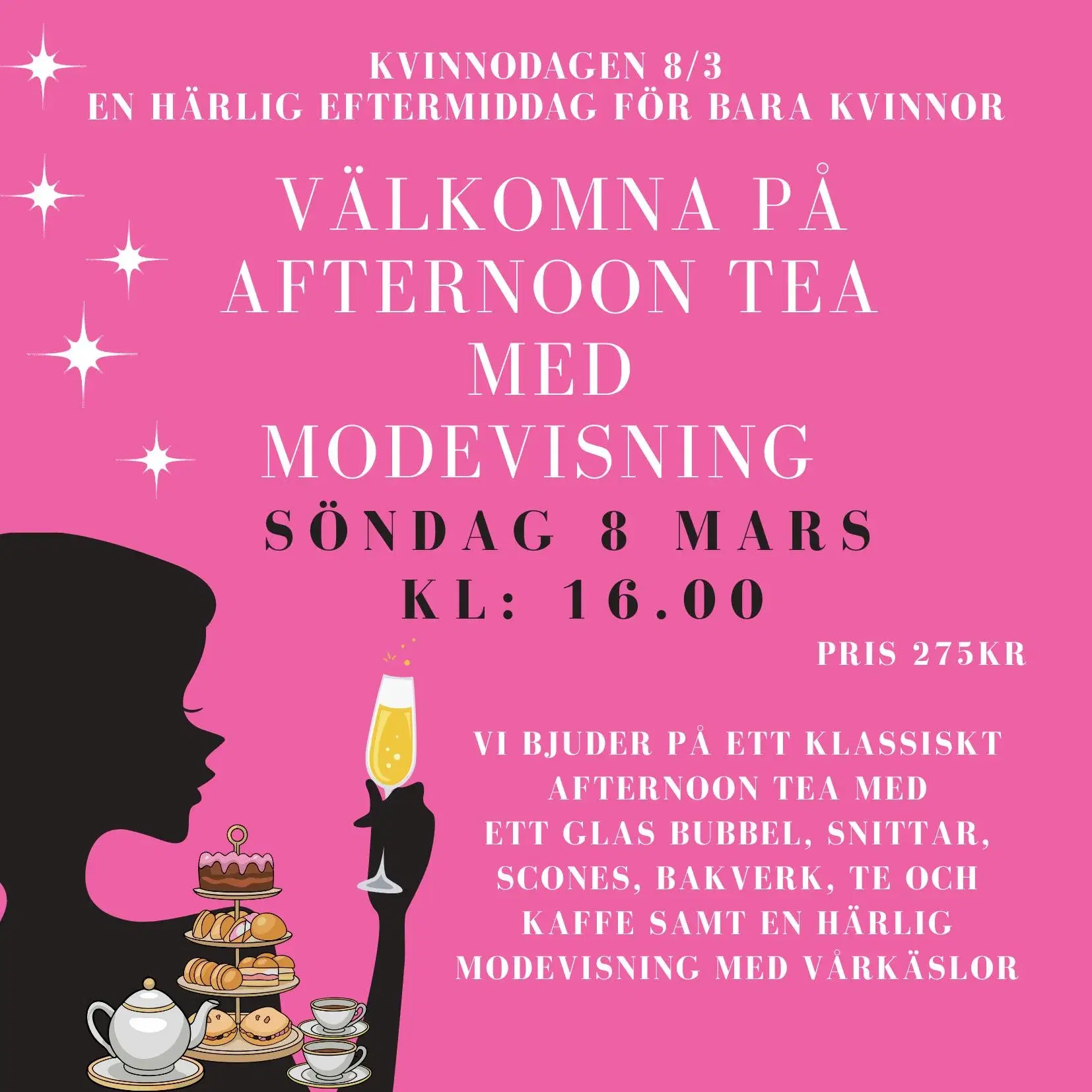 Afternoon Tea med modevisning på Kvinnodagen