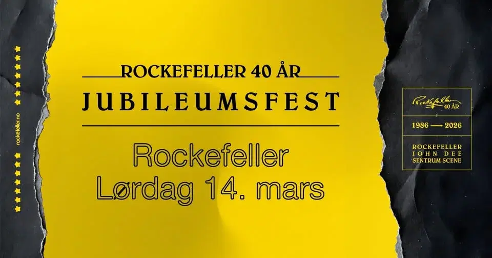 Rockefeller 40 år ⭐ Jubileumsfest // Rockefeller // 14.03.26
