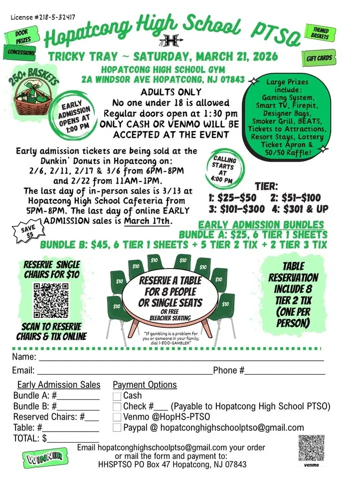 Hopatcong High School PTSO Tricky Tray