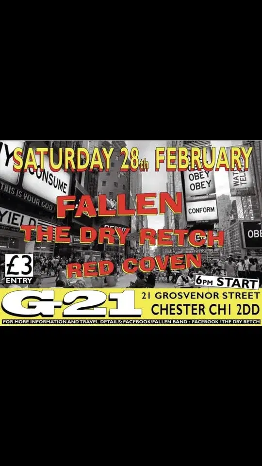 FALLEN, The Dry Retch & Red Coven at The G21
