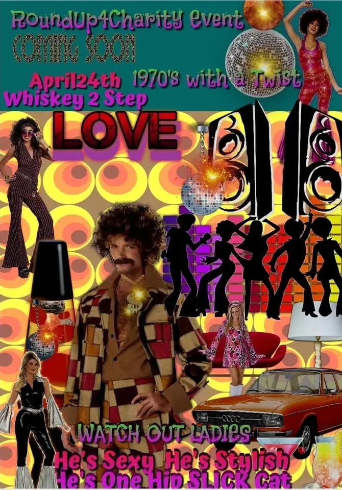 RoundUp4Charity Event - 1970's Mystery - Whiskey 2 Step Band - 1970's attire