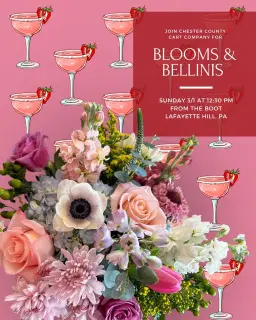 Blooms & Bellinis - Floral Design Workshop at From the Boot Lafayette Hill - Make your own bouquet!