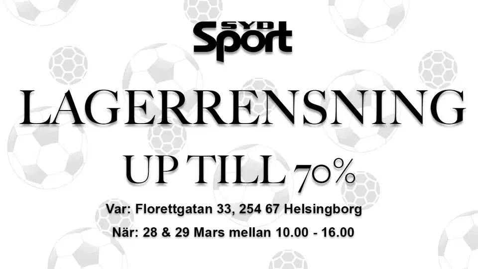 Lagerrensning Sydsport 28-29/3