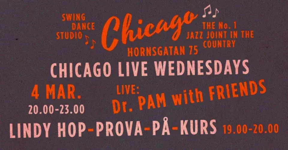 CHICAGO Live Wednesdays - Dr. Pam With Friends - Lindy Hop Prova-På