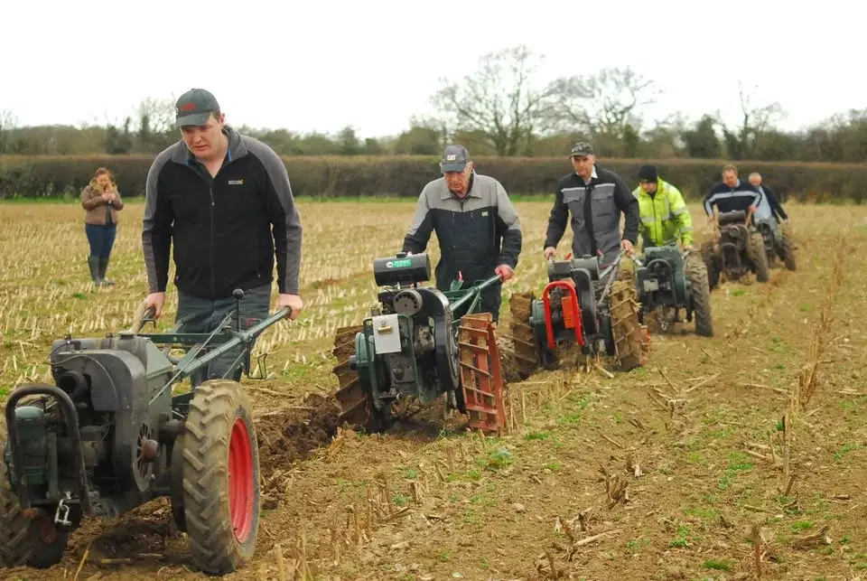 Vintage horticultural and garden machinery working day