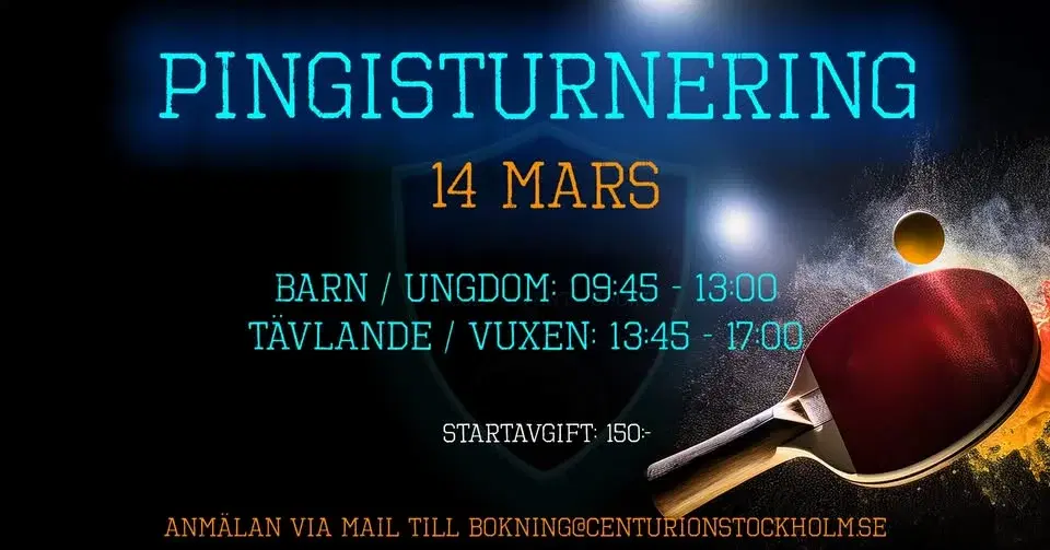 Pingisturnering på Centurion i Sickla!