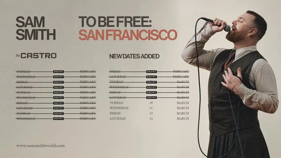 Sam Smith at The Castro - Four Nights Added by Popular Demand!