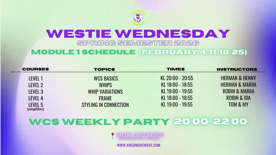 Oslo Westie Wednesday â spring semester 2026 đż