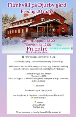 Filmvisning på Djurby 20 Mars!