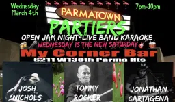 Jam Night/Live Band Karaoke W/Parmatown Partiers Kicking Off March Madness