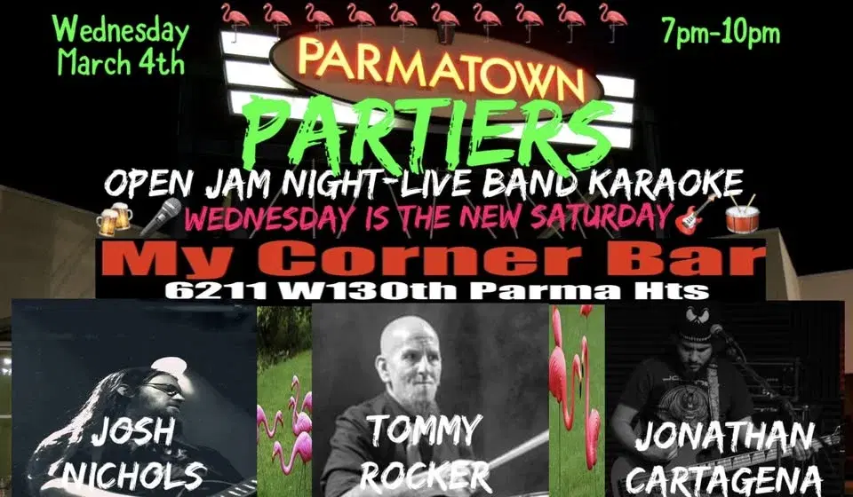 Jam Night/Live Band Karaoke W/Parmatown Partiers Kicking Off March Madness