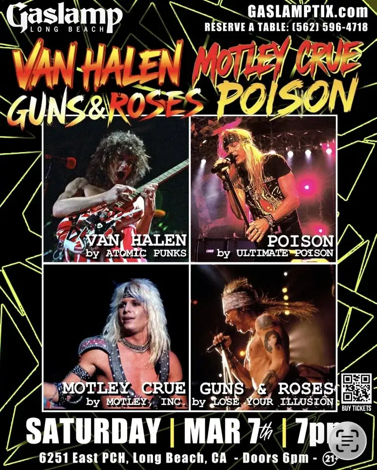 VAN HALEN + POISON + MOTLEY CRUE + GUNS 'N ROSES Tributes -- GAZZARRI'S NIGHT!