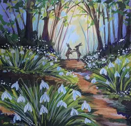 Paint & Prosecco, Hares in Snowdrop Woods at The Library, Taunton
