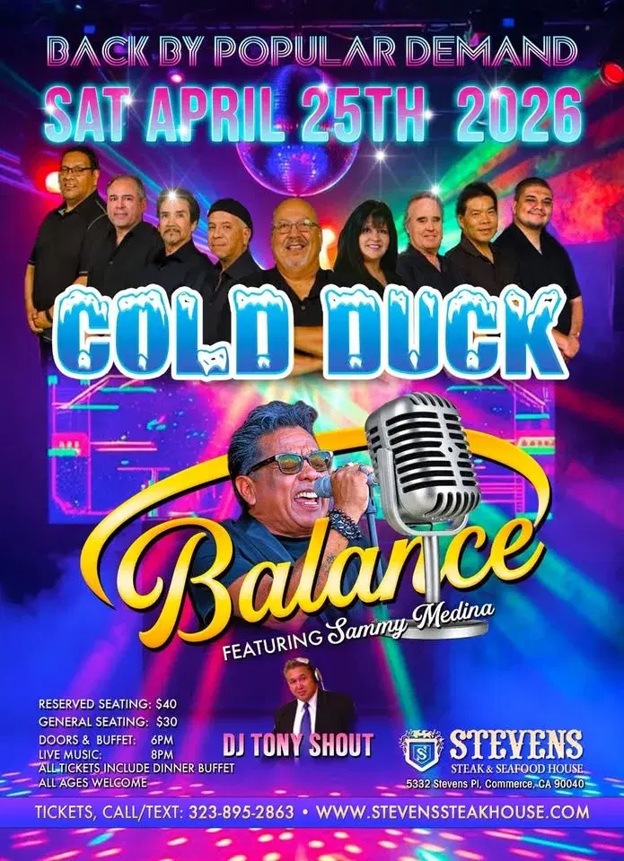 "Oldies Dance" COLD DUCK & BALANCE - Dj Tony Shout + Dinner Buffet $30 All Ages Call 323-895-2863