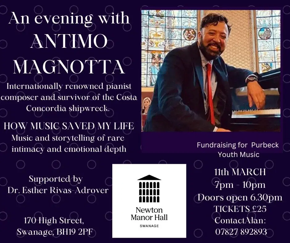 An evening with pianist & composer Antimo Magnotta, survivor of the Costa Concordia ship disaster