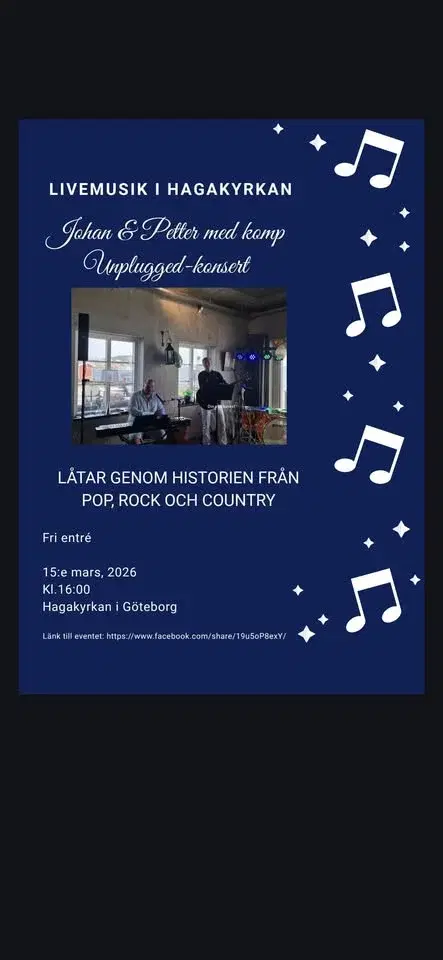 Livemusik i Hagakyrkan - Johan & Petter med komp - Unplugged-Konsert