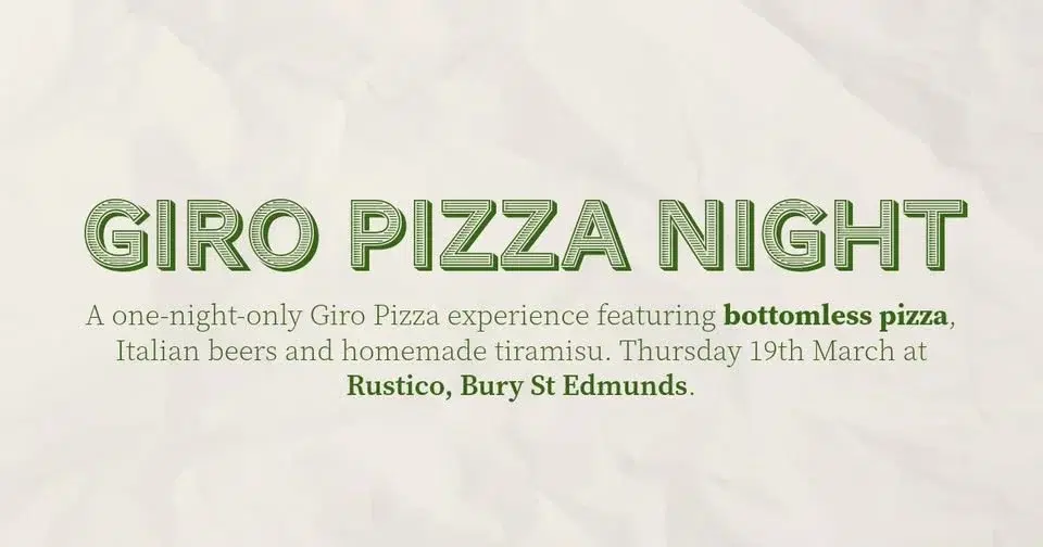 Bottomless Pizza Night at Rustico, Bury St Edmunds