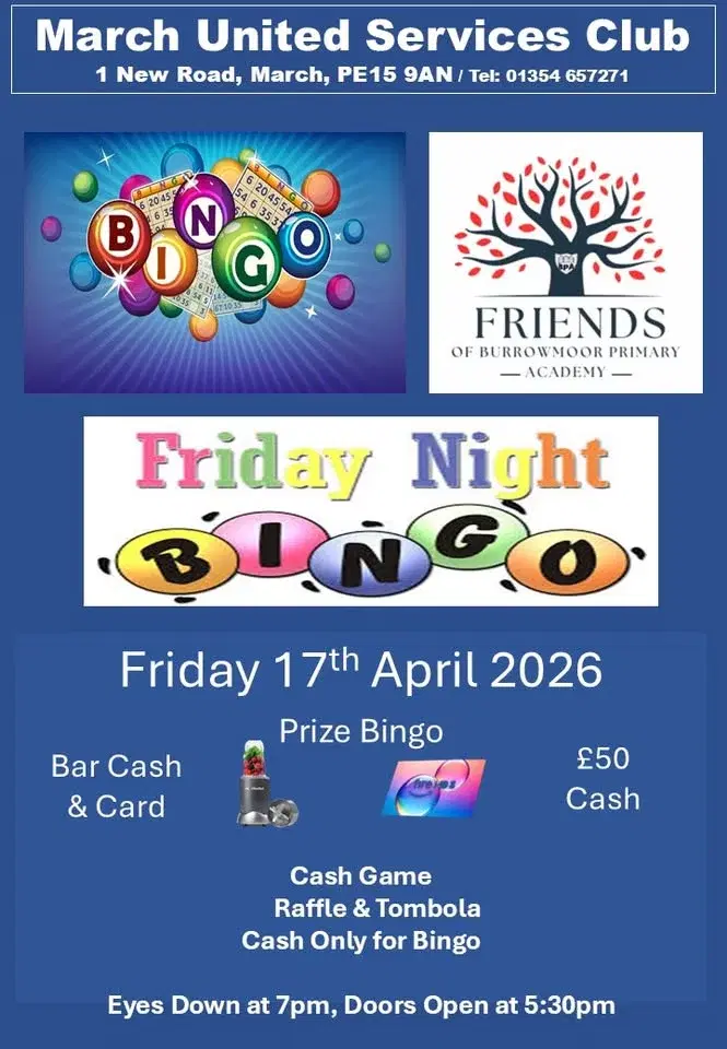 **March USC** Charity Bingo (Friends Of Burrowmoor Academy)