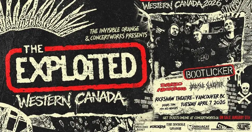 THE EXPLOITED w/ BOOTLICKER, DAYGLO ABORTIONS & EXTENSIVE SLAUGHTER - VAN