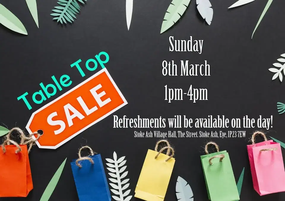 Table Top Sale Stoke Ash Village Hall