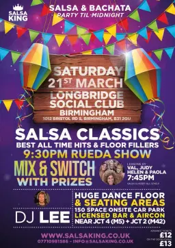 🔥SALSA KING Salsa & Bachata Party + RUEDA SHOW 🔥 @ Longbridge Social Club Birmingham