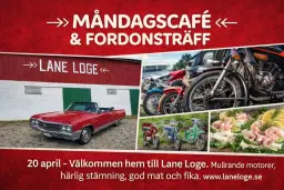 Måndagscafé och fordonsträff kl 17-20