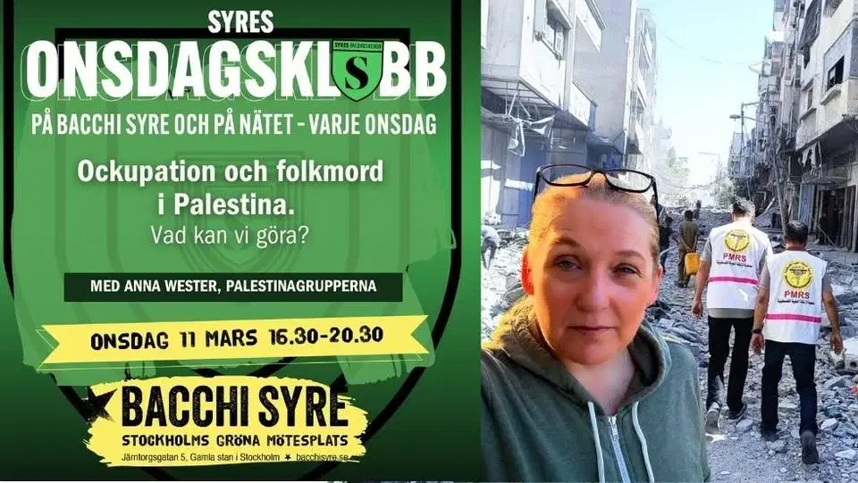 Syres onsdagsklubb: Ockupation och folkmord i Palestina. Vad kan vi göra?