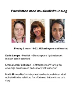 Poesiafton med musikaliska inslag
