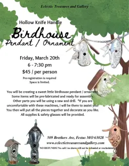 Hollow Knife Handle Birdhouse Pendant / Ornament (pre-registration required)