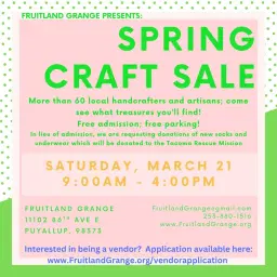 Spring Craft & Gift Sale at the Fruitland Grange