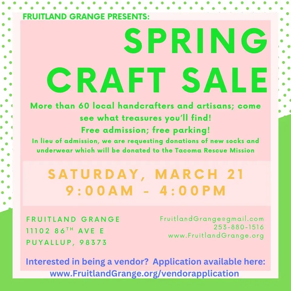 Spring Craft & Gift Sale at the Fruitland Grange