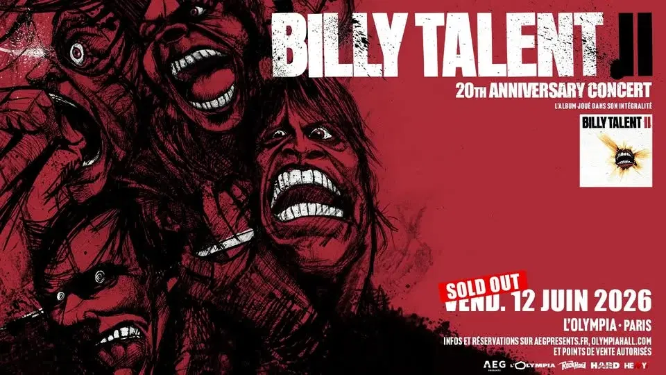 Billy Talent • L'Olympia , Paris • 12 juin 2026 (COMPLET)