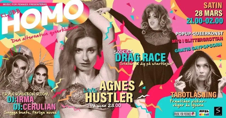 Klubb Homo - Live: Agnes Hustler | Dj: Irma & Cerulian | Dragrace | Tarot