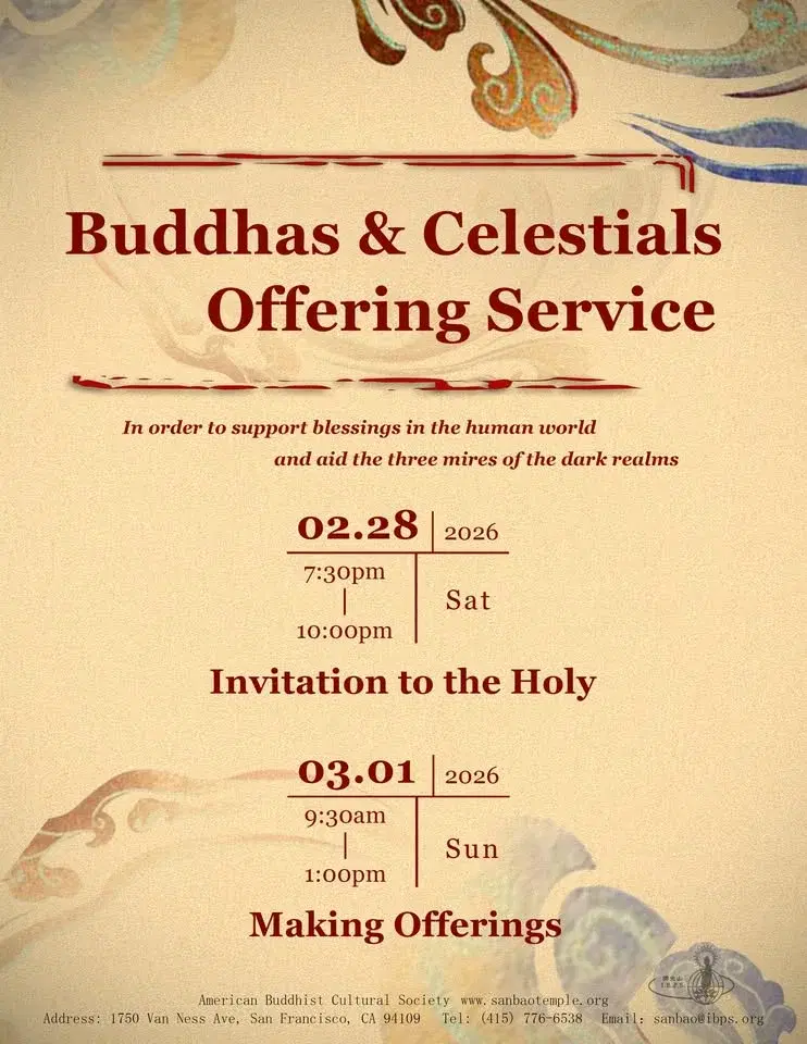 Buddhas and Celestials Offering Service